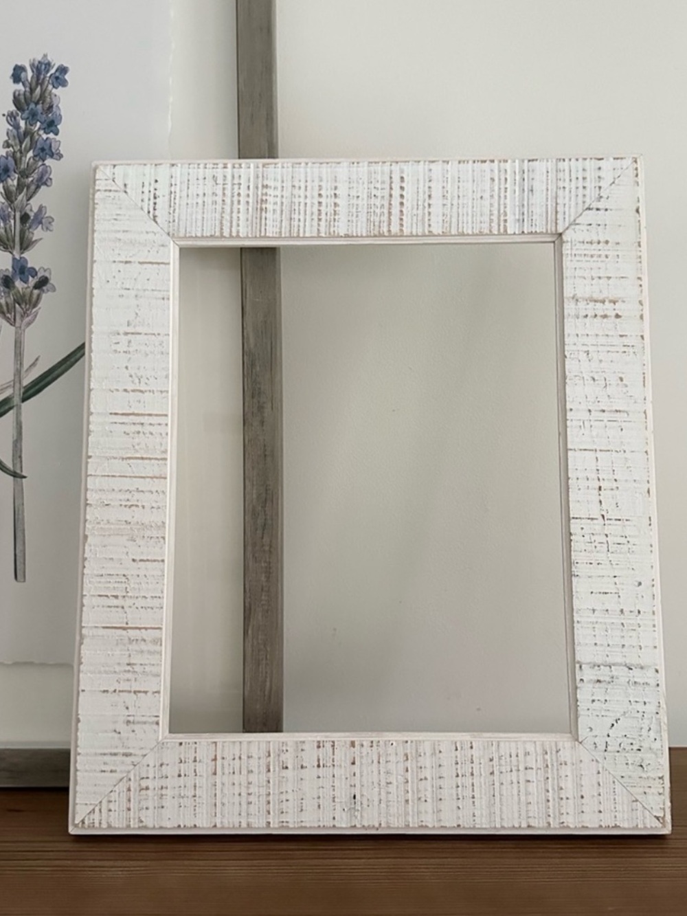 Decorative Distressed White Wood Frame - Farmhouse, Shabby Chic